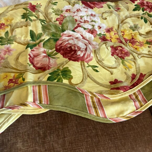 Waverly Classic Floral Valance Curtains W/Striped Trim 78" Set of 2 - Picture 1 of 5